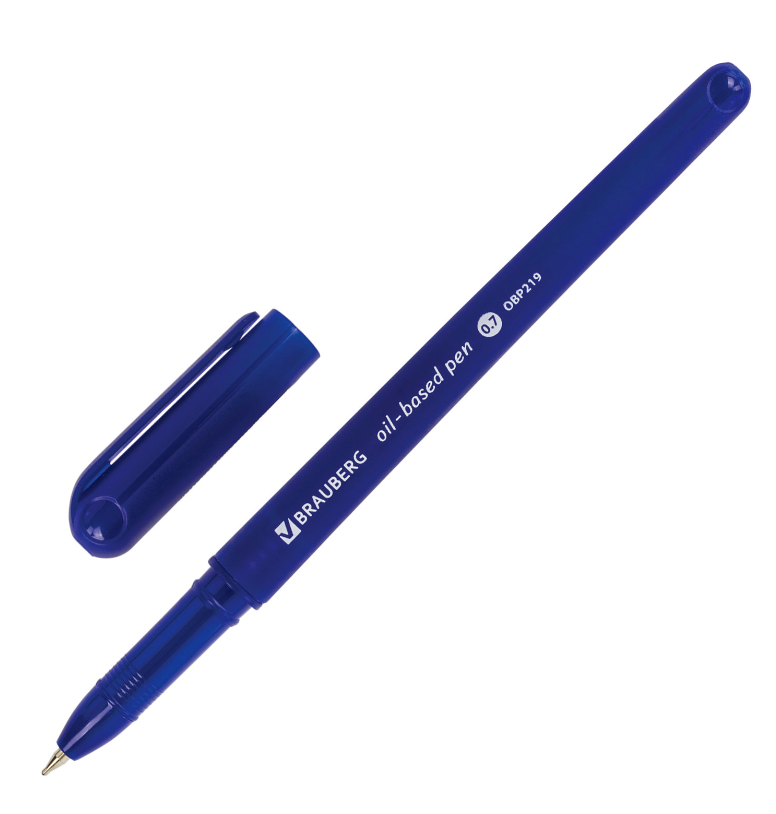 Ручка шариковая BRAUBERG 'Fine', СИНЯЯ, корпус синий, узел 0,7 мм. линия 0,35 мм. 142947