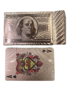 Карты игральные пластиковые "Банкнота", (54 шт/уп), золотистые, ИН-7650