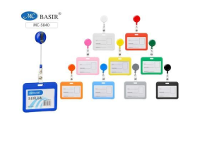 Бейдж "Basir" 85х54 мм на шнурке, с рулеткой-ретрактором с вытяжной нитью, цвета ассорти, MC-5840