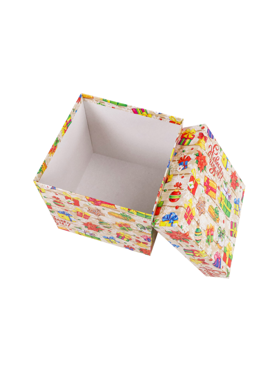 Коробка подарочная Miland 'Новогодние подарки', 24х24х16 см., квадратная (Серия 5в1), картон, 1802