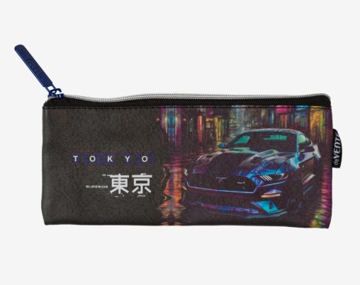 Пенал 'deVENTE Label. Tokyo Drift' 21,5x9x1 см, плоский для 35 предметов, на молнии, 7024515