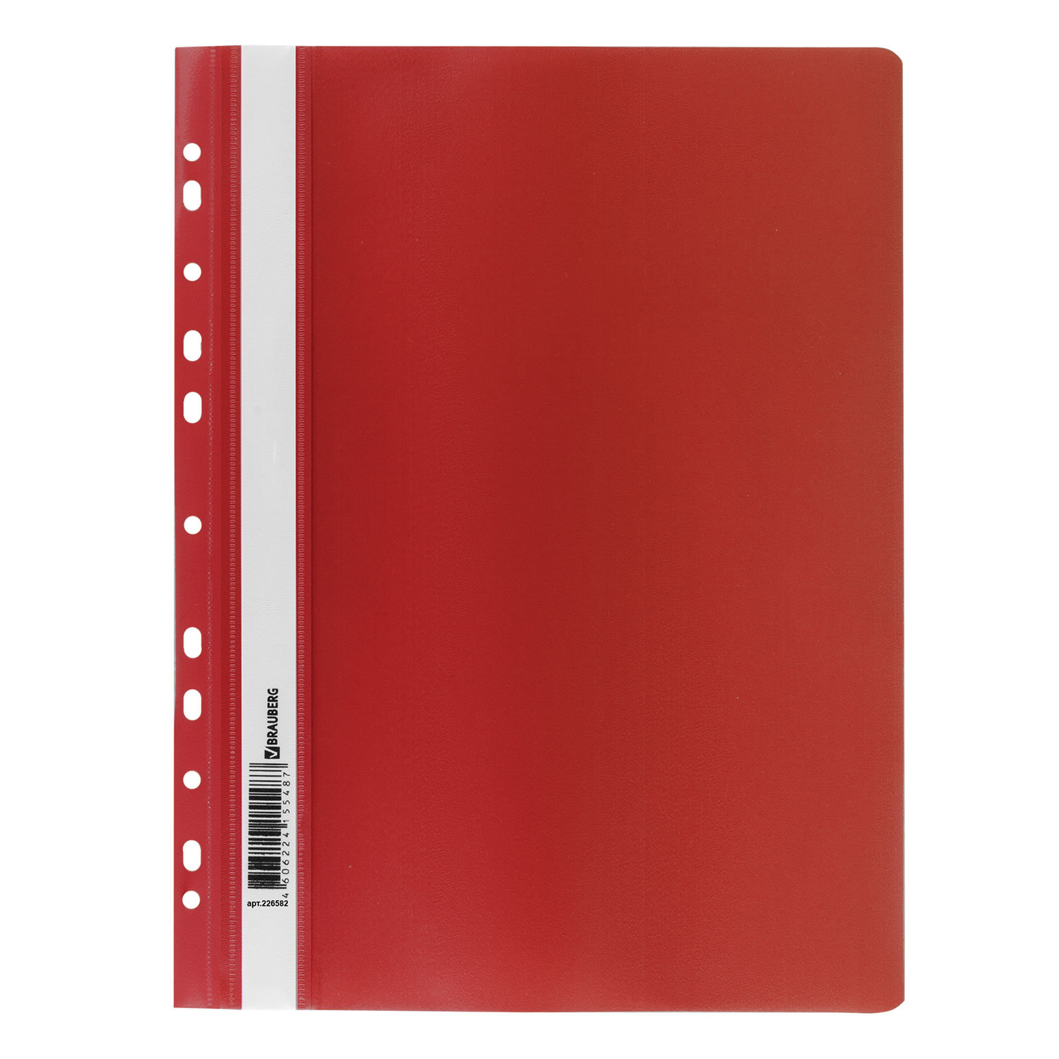 Скорошиватель пластиковый с перфорацией BRAUBERG , А4 , 140;180 мкм , красный, 226582