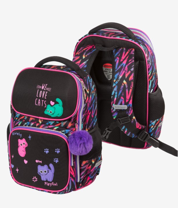 Ранец 'deVENTE. Smart. Funny Cats' школьный жесткий 37x28x14 см (14 л) вес 800 г, 7030500