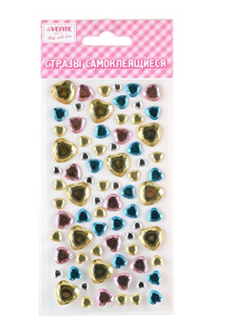 Стразы самоклеящиеся 'deVENTE. Heart mix.2' цвет ассорти, карточка 8x16 см, 8004045