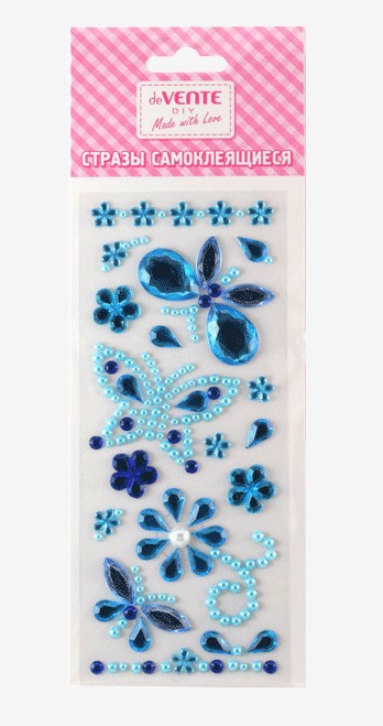Стразы самоклеящиеся 'deVENTE. Бабочки' акриловые, карточка 7,5x18 cм, цвета ассорти, 8004016