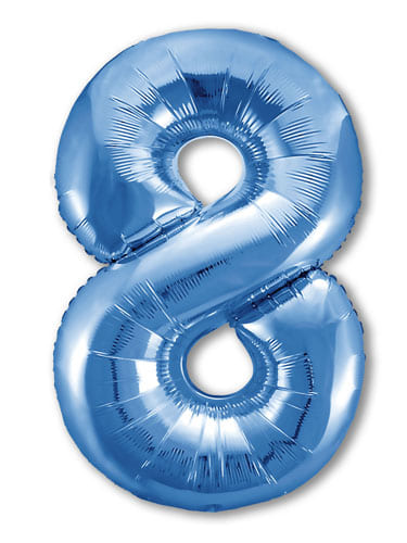 Шар фольга Agura Slim, цифра 8 'Синий', 40', индивид. уп., европодвес, 756454