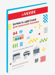 Бумага цветная для офисной техники,"deVENTE", А4 , 80г/м2, интенсив, синий цвет, 2072230