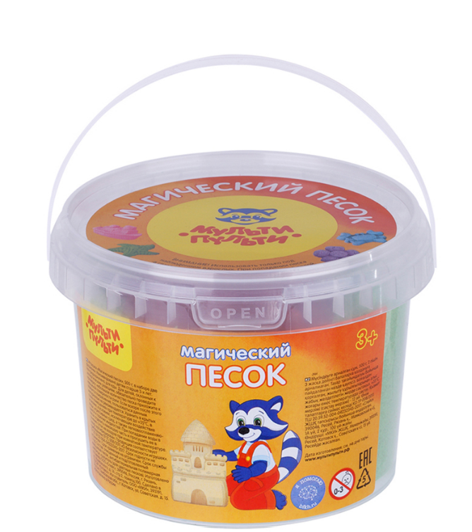 Песок для лепки Мульти-Пульти, Магический песок, зеленый, 500г, 2 формочки, ПС_15800 / 540