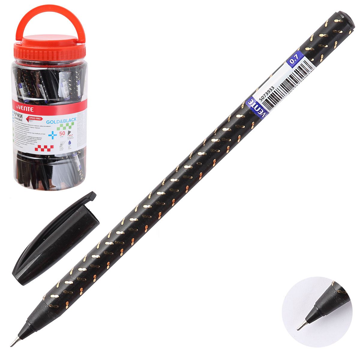 Ручка шариковая 'deVENTE. Gold & Black', d=0,7 мм, цвет синий, 5073933