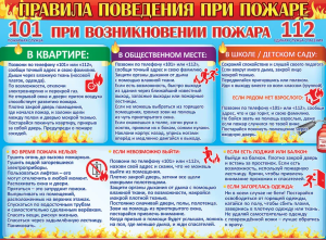Плакат "Правила поведения при пожаре", А2, 0800557