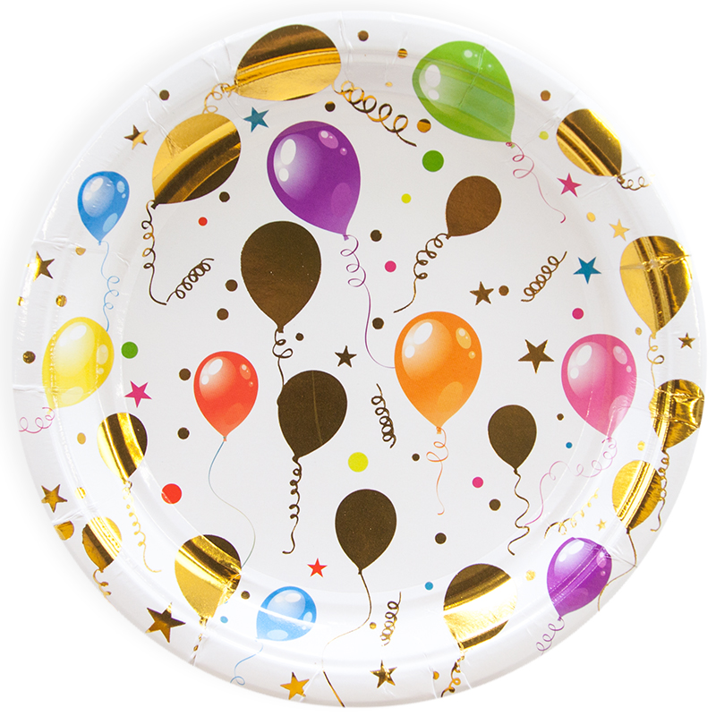 Тарелки Воздушные шарики (7'';18 см), Разноцветный, Металлик, (6 шт;уп), 6231427