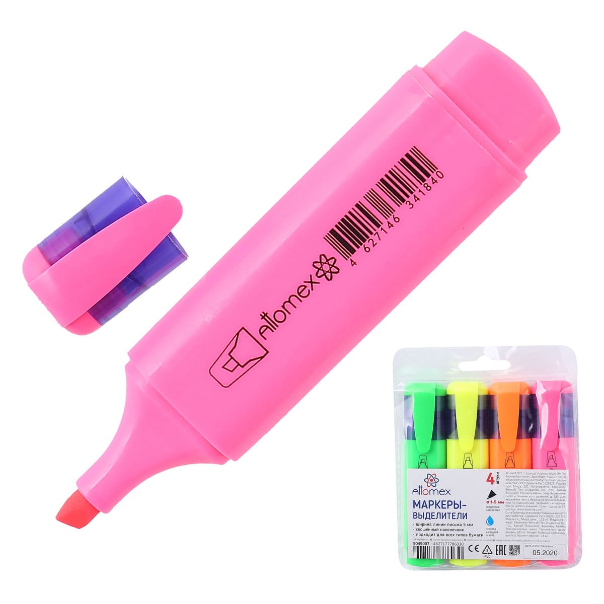 Набор маркеров-выделителей 'Attomex' (04 цвета), 5045007