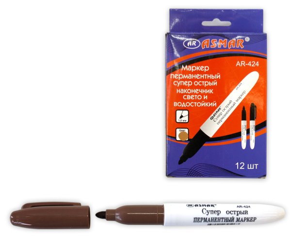 Маркер перманентный 'ASMAR' супер острый, цвет коричневый, AR-424
