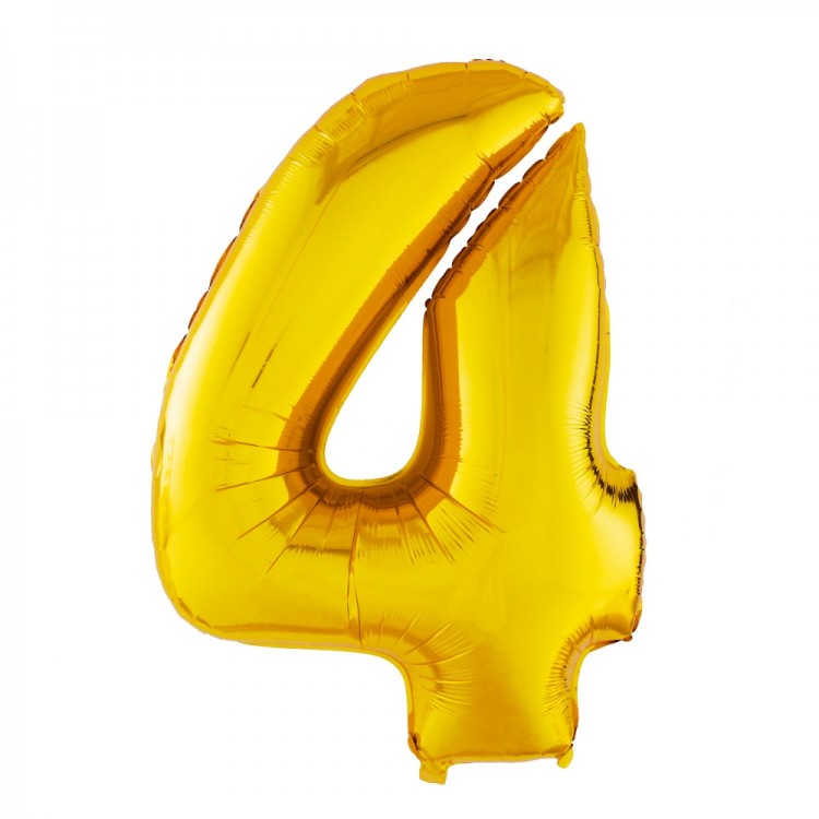 Шары фольга Цифры 40' Золото '4' 100 см.