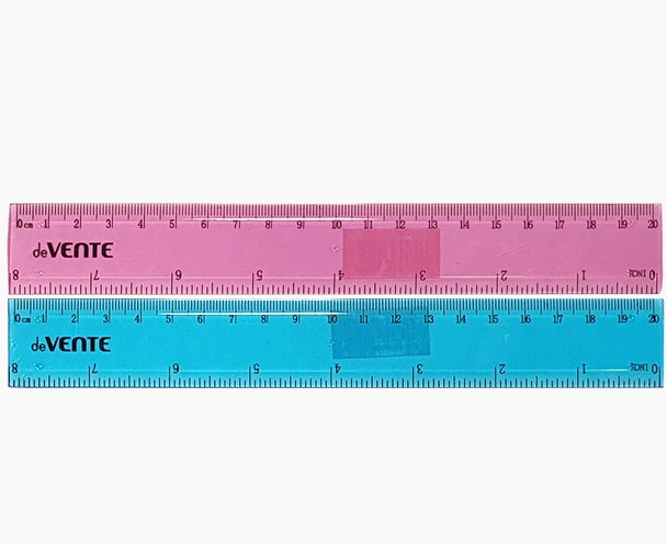 Линейка пластиковая 'deVENTE' 20 см, с индивидуальной маркировкой, полупрозрачная цветная, 5091319