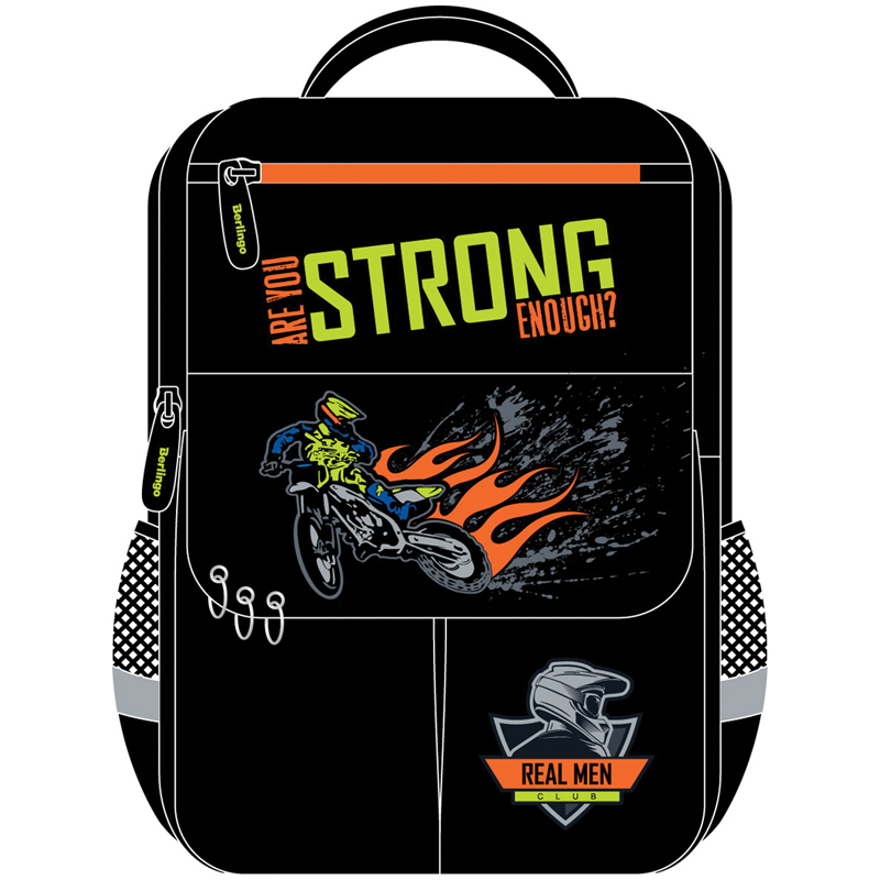 Ранец Berlingo облегч. Concept 'Moto club' 35~27~16 см., 1 отдел., 4 кармана, эрго. спинка, RU06605