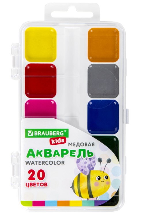 Акварель медовая 20 цветов, 'BRAUBERG KIDS', 192283