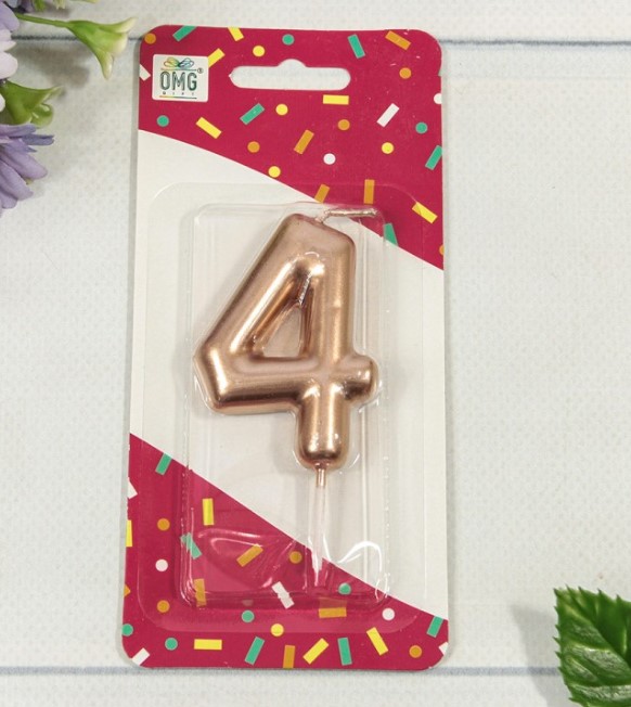 Свеча для торта Цифра 4 Бронзовый 6 см, 20010-91/4