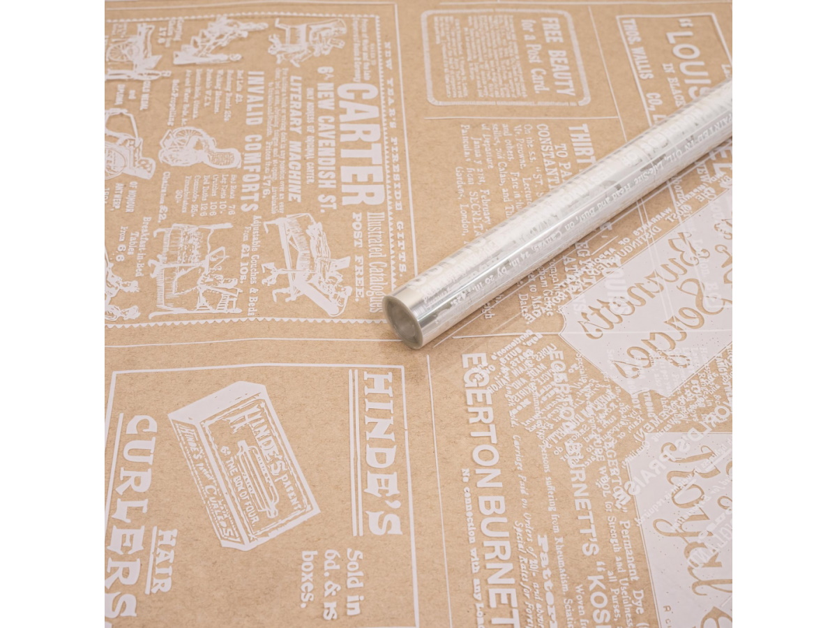 Пленка прозрачная с рисунком 'Газета' Винтаж, 70 см, 200 кг, 677038