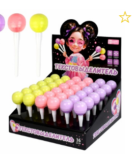 Текстовыделитель, жёлтый, розовый, сиреневый,  ДЕВОЧКА С ЛЕДЕНЦАМИ,  69653