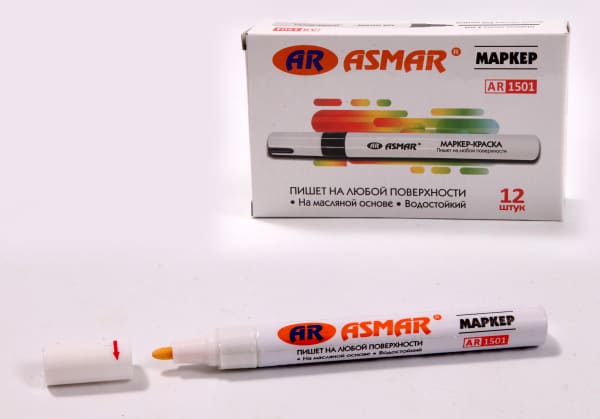 Маркер-краска белая 2 мм,  AR-1501;ЧЕРНЫЙ
