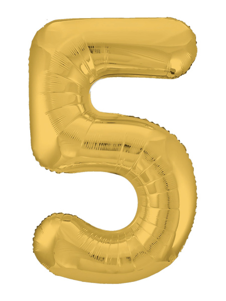 Шар фольга Agura Slim, цифра 5 'Золото', 40', индивид. уп., европодвес, 754641