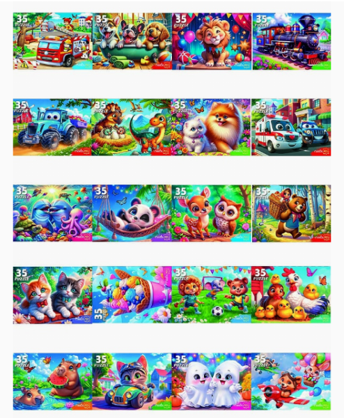 ПАЗЛЫ микс 35 элементов, МИЛЫЕ КАРТИНКИ, П35-6623