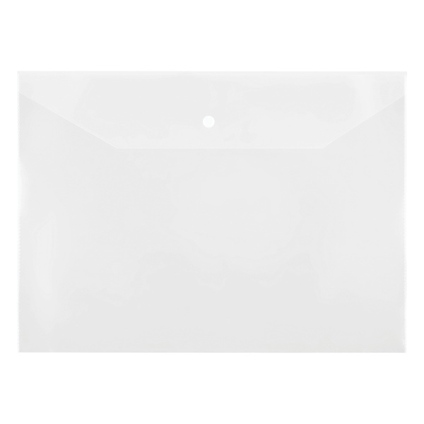 Папка-конверт на кнопке СТАММ , А4 , 150 мкм , пластик , прозрачная , бесцветная, ММ-32272