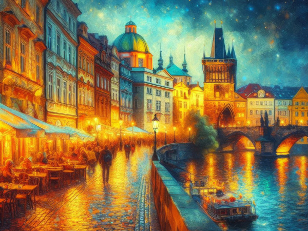 Алмазная мозайка (клас) 30х40 см, с подр, Вечерняя Прага, НД-0868