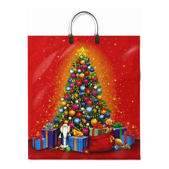 Пакет ПЭ с пластмассовыми ручками 40x44+10см (100) Чудо елка НГ Ламинированный Интерпак ПЛР70487